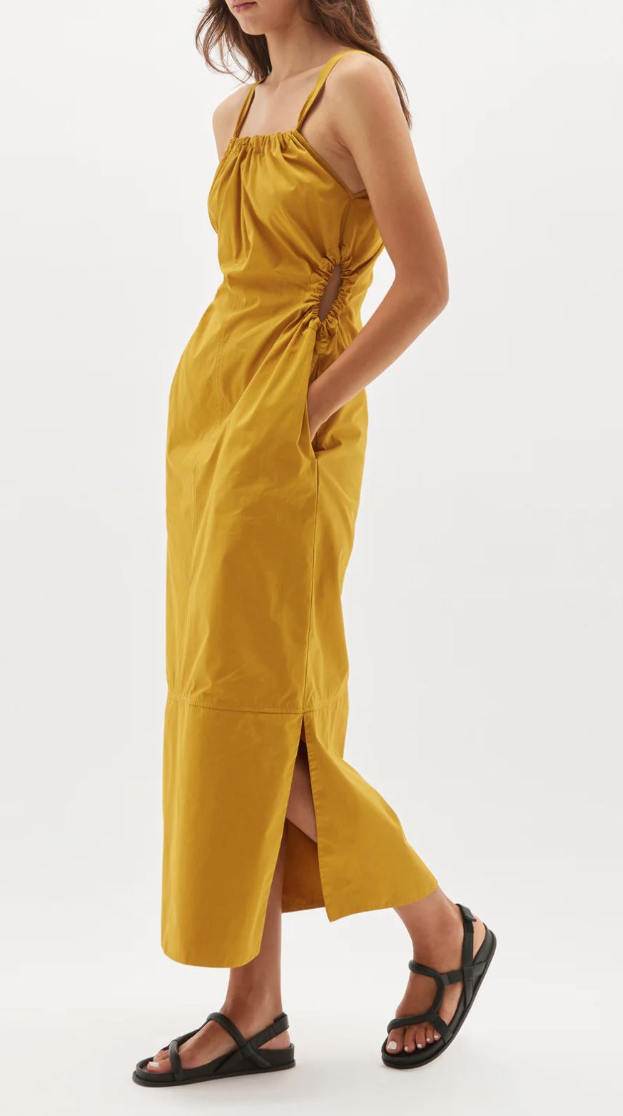 Shop Bassike Gather Detail Poplin Dress at Restitched!