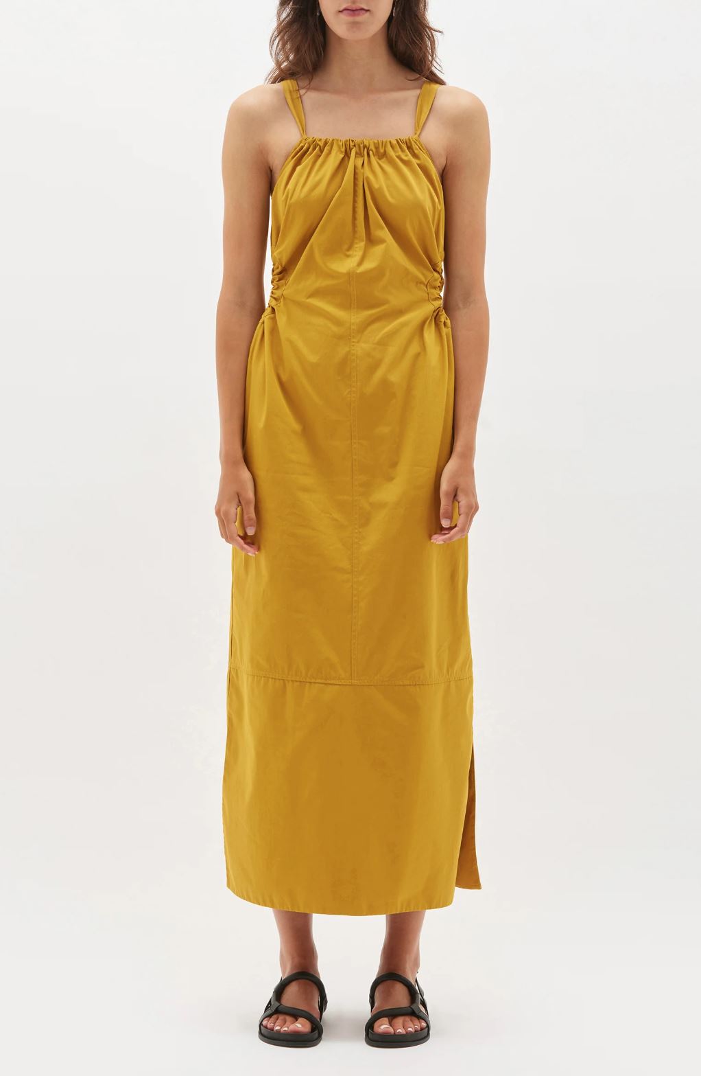 Shop Bassike Gather Detail Poplin Dress at Restitched!