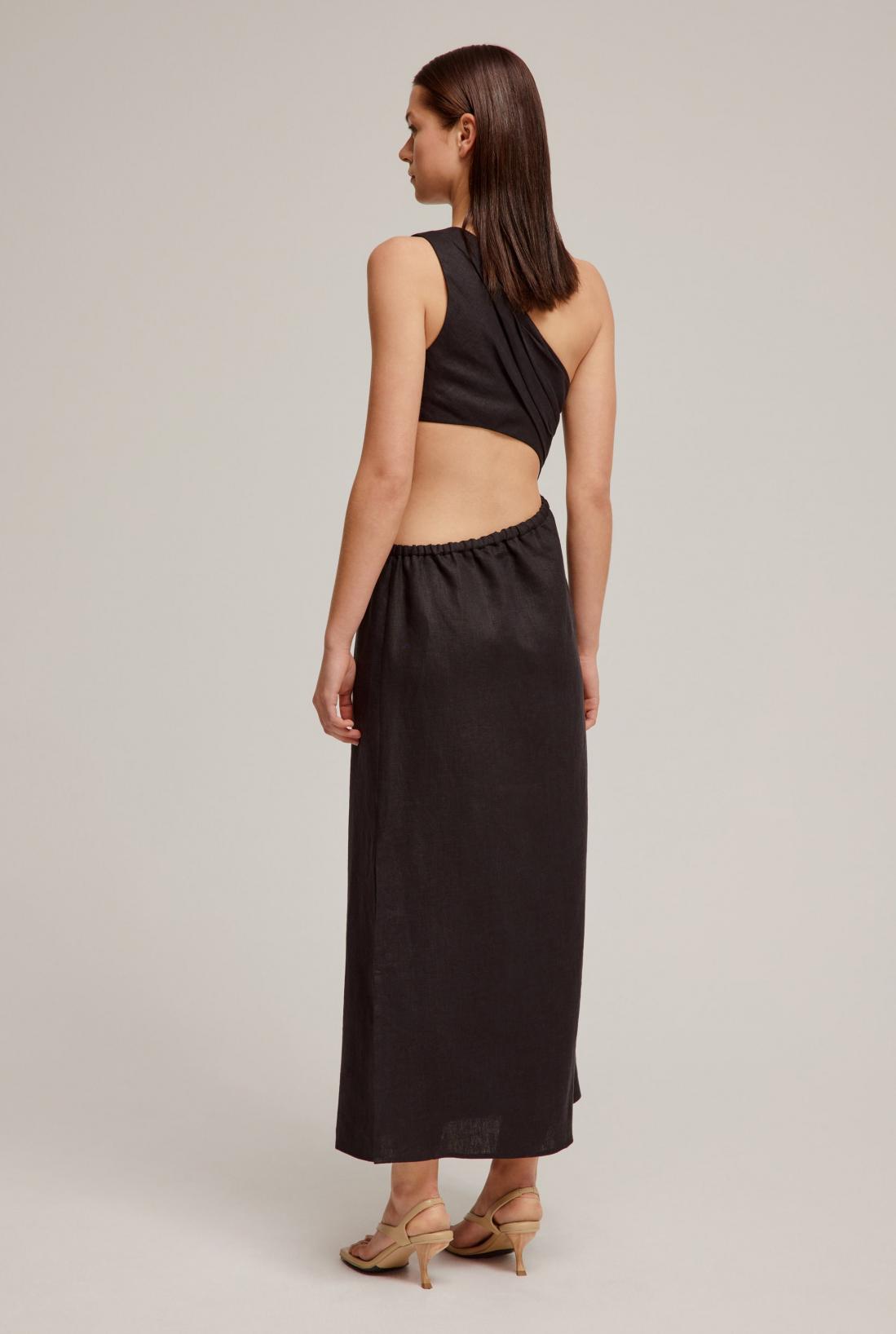 Venroy Draped One Shoulder Cut Out Midi Dress