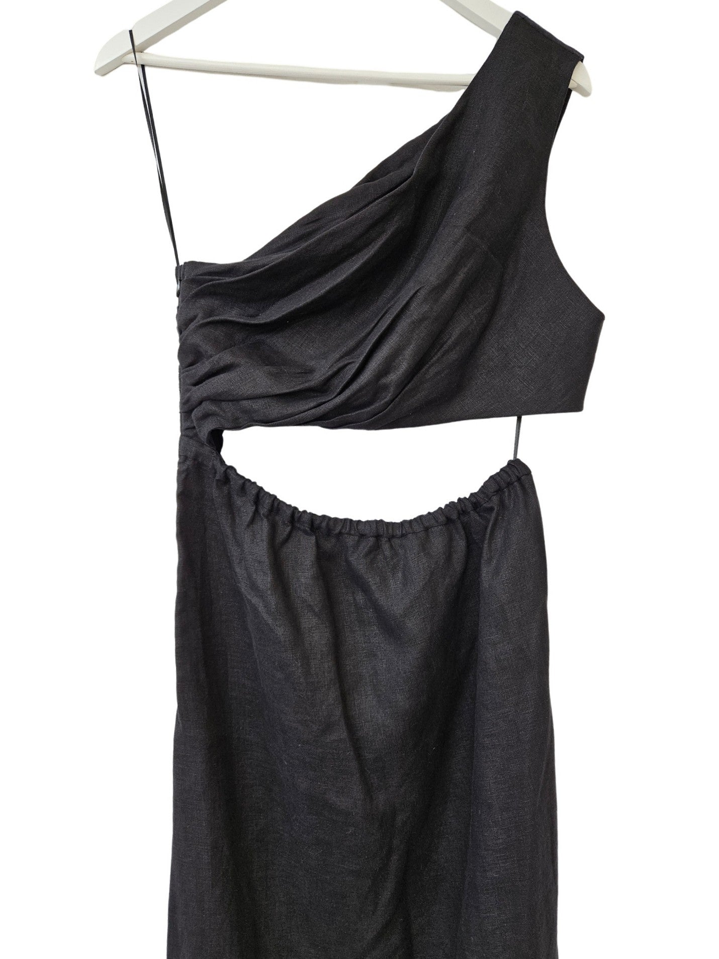 Venroy Draped One Shoulder Cut Out Midi Dress