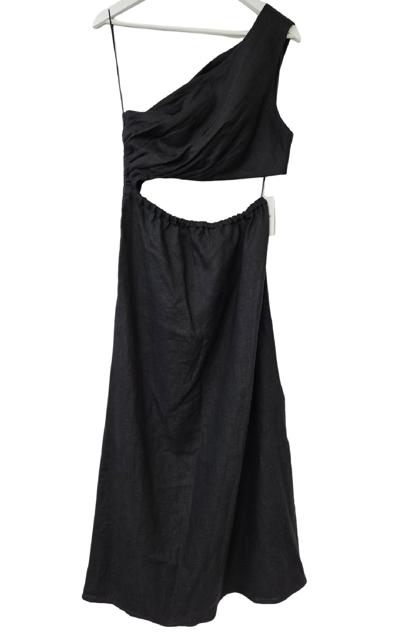 Venroy Draped One Shoulder Cut Out Midi Dress