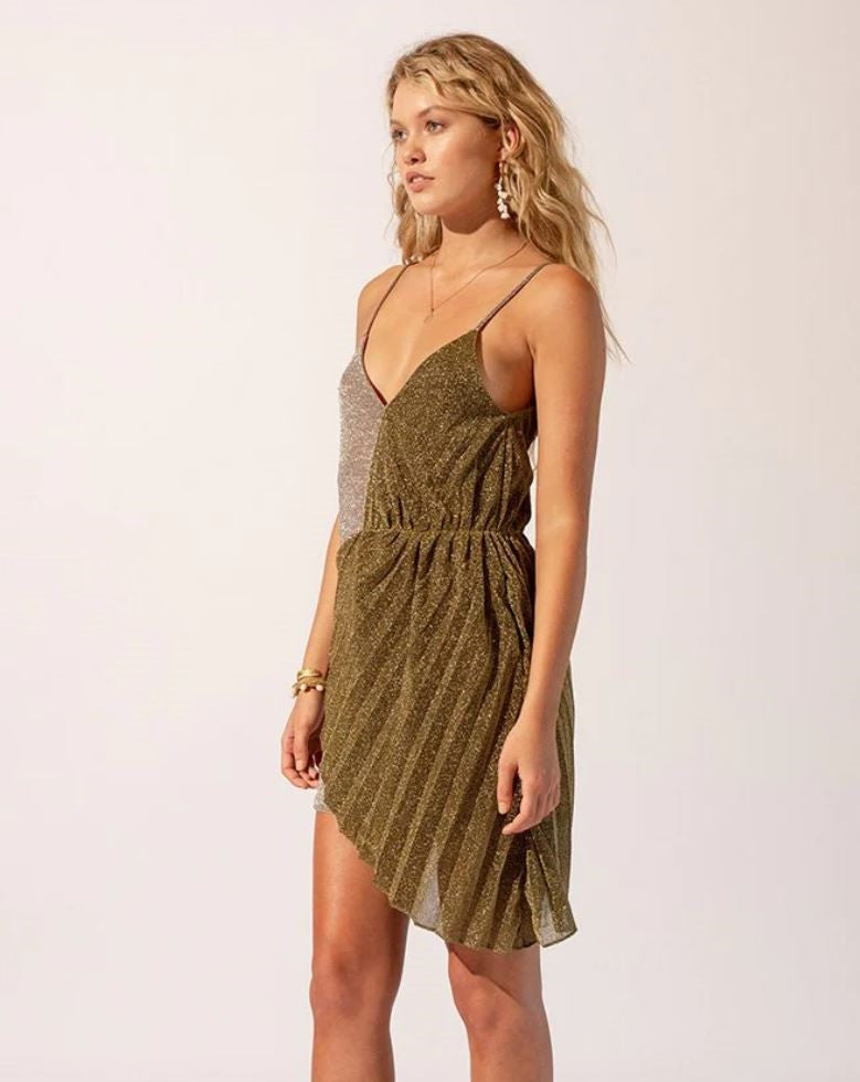 Second hand Suboo Luna Lurex Pleat Mini Dress available at Restitched