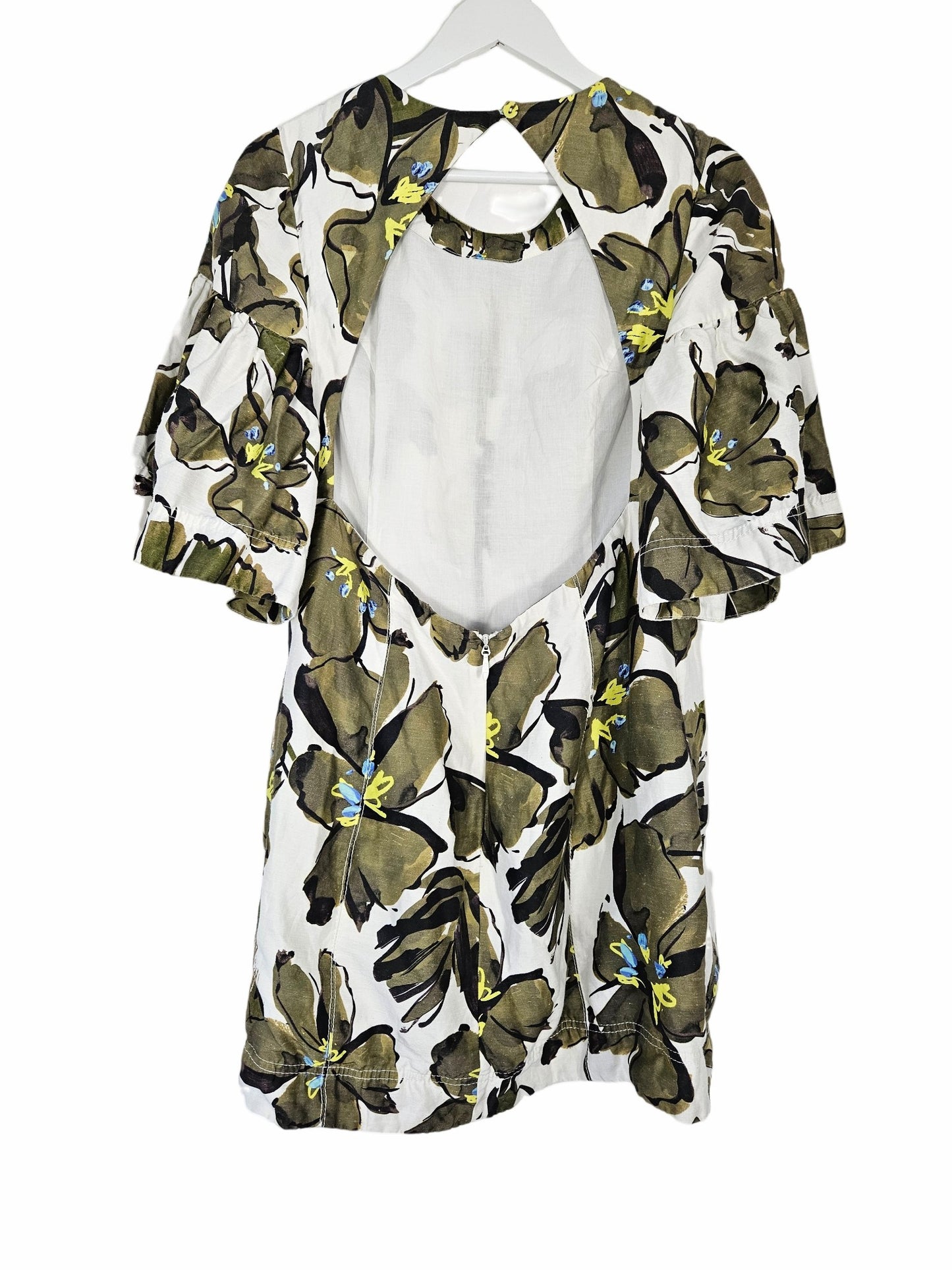 Aje Oasis Olive Leaf Cut Out Mini Dress