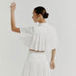 Aje Savoy Pleated Cotton Midi Skirt and Cropped Shirt