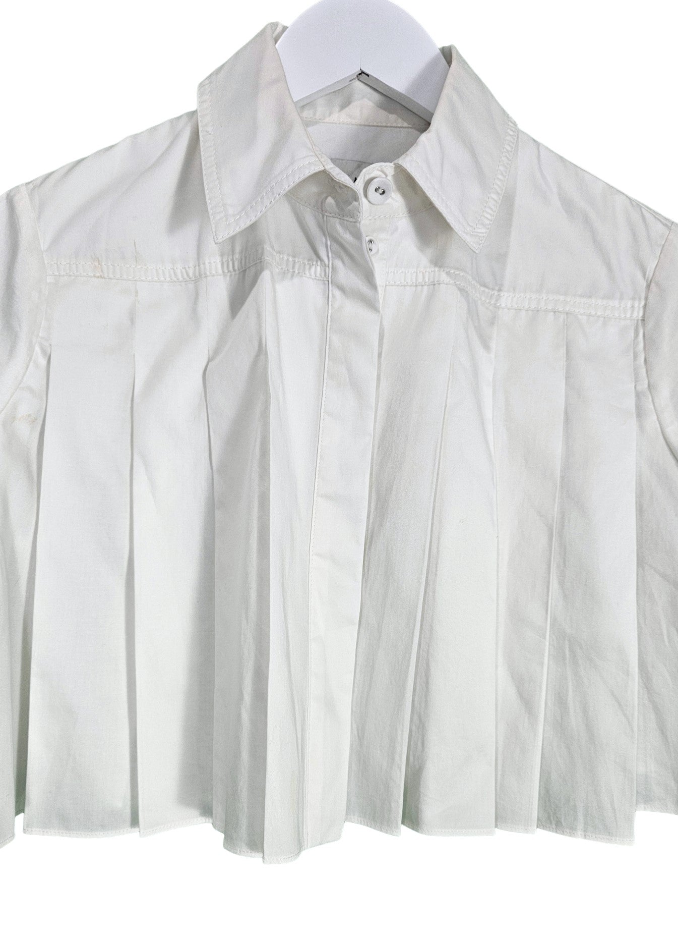 Aje Savoy Pleated Cotton Midi Skirt and Cropped Shirt
