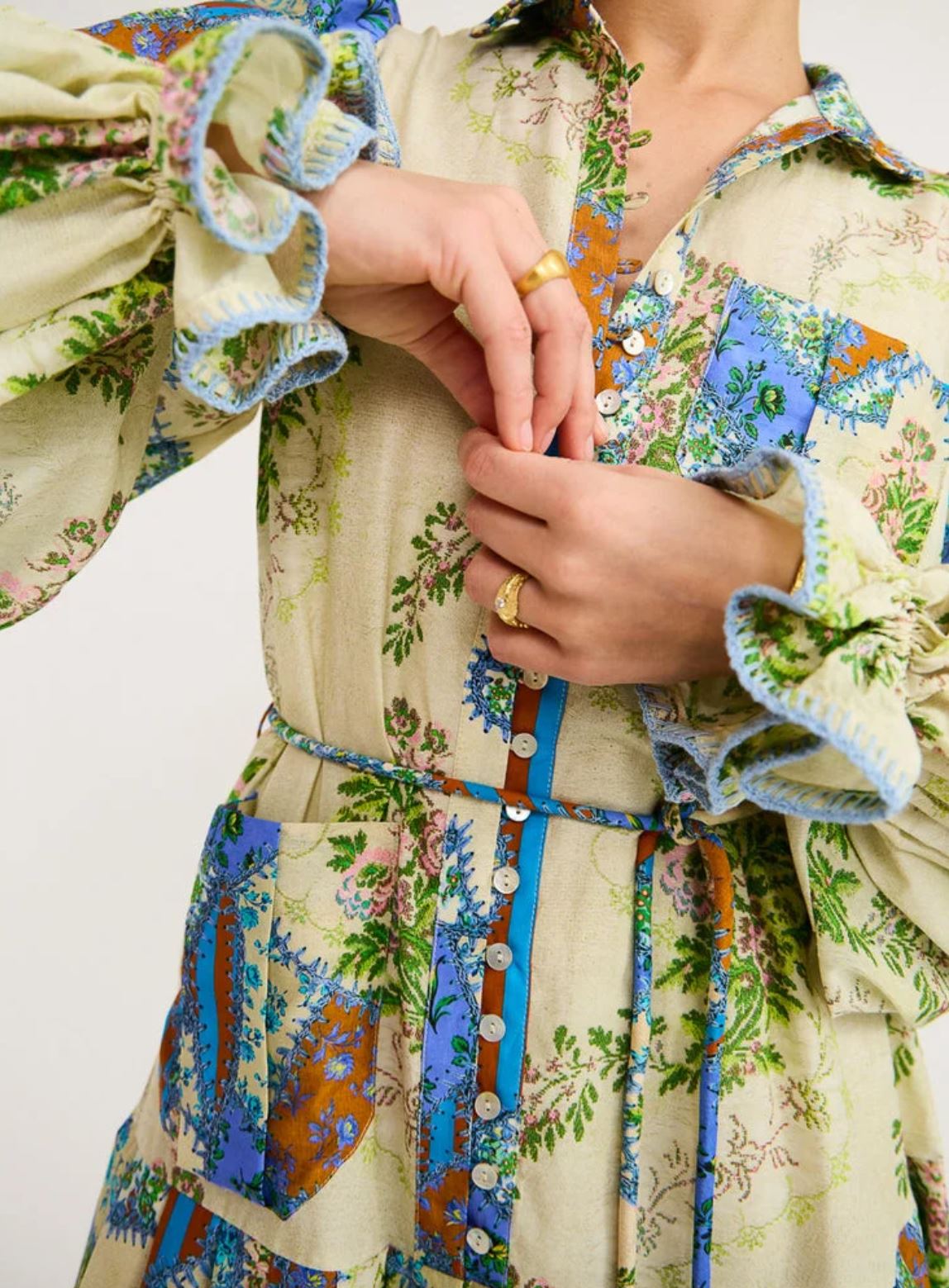 Patchwork Linen Dress Alemais Skye Patchwork Shirtdress – Restitched