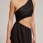 Venroy Draped One Shoulder Cut Out Midi Dress