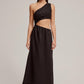 Venroy Draped One Shoulder Cut Out Midi Dress