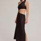 Venroy Draped One Shoulder Cut Out Midi Dress