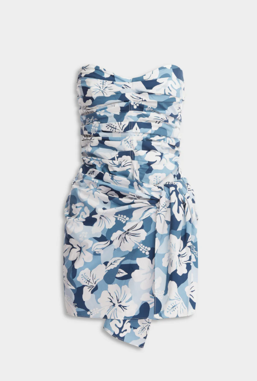 Venroy Ruched Cotton Strapless Mini Dress