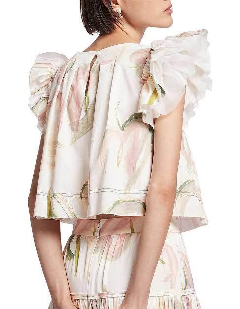 Second hand Aje Imprint Crop Frill Top available at Restitched