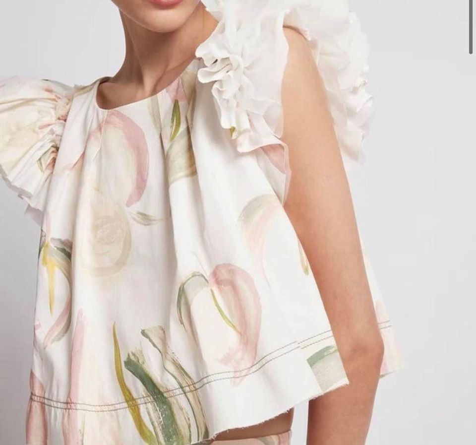 Second hand Aje Imprint Crop Frill Top available at Restitched