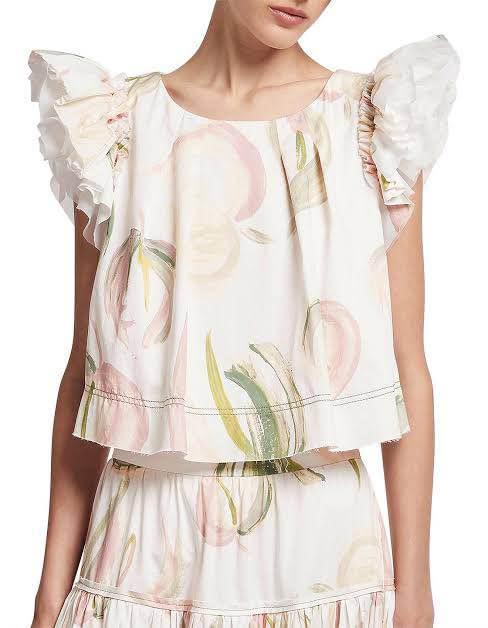 Second hand Aje Imprint Crop Frill Top available at Restitched